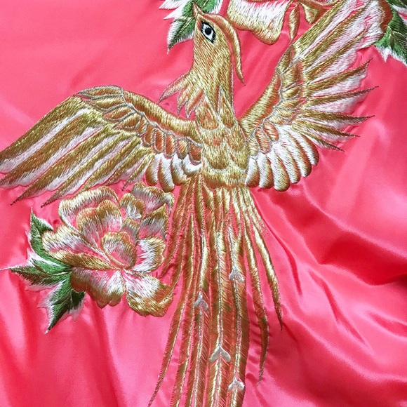 VINTAGE Long Kimono, Coral and Gold SZ M/L - Picture 5 of 8